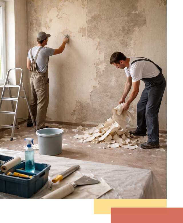 Снятие старых обоев в Азнакаево быстро и качественно