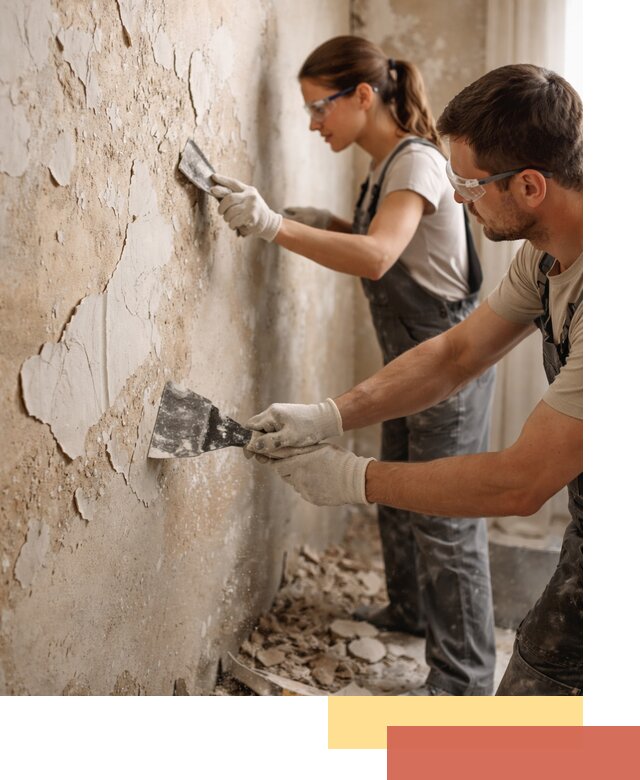 Снятие старой шпаклевки и подготовка поверхностей в Азнакаево