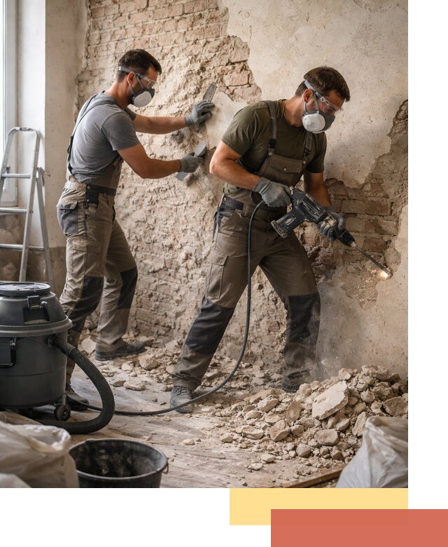 Демонтаж штукатурки со стен в Азнакаево быстро и аккуратно