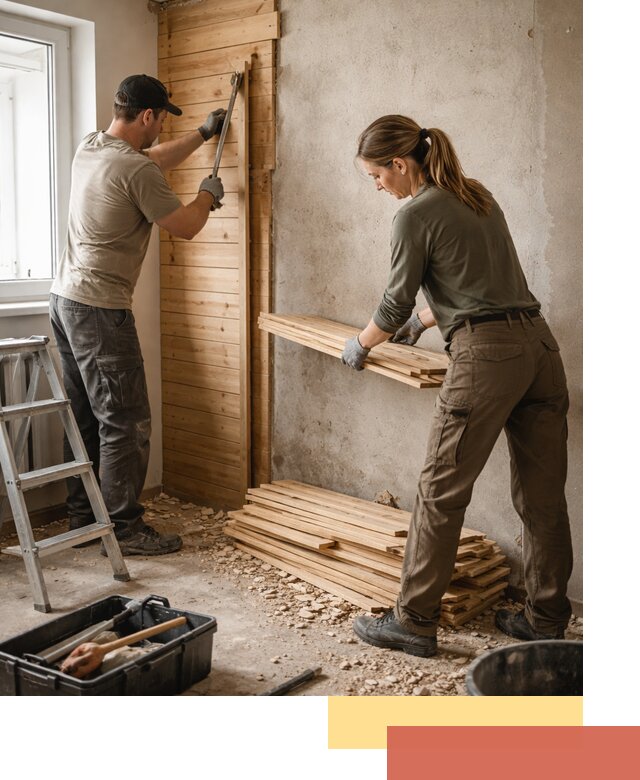 Демонтаж вагонки со стен в Азнакаево — профессиональный демонтаж