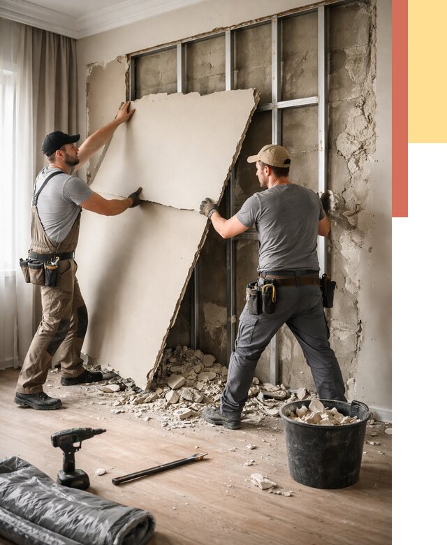 Демонтаж гипсокартона со стен в Азнакаево от 359 руб. — услуги демонтажа | ОТДЕЛОЧНИК-Знк