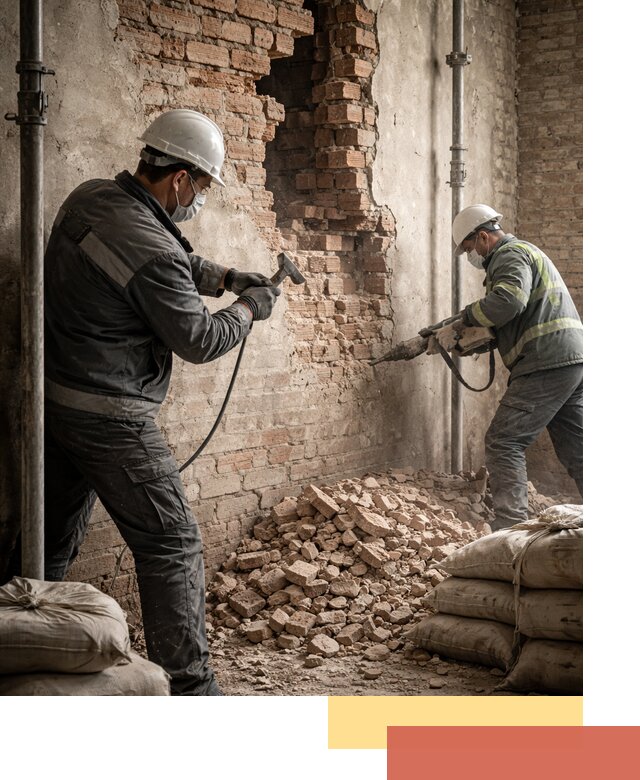 Демонтаж кирпичных стен в Азнакаево быстро и безопасно