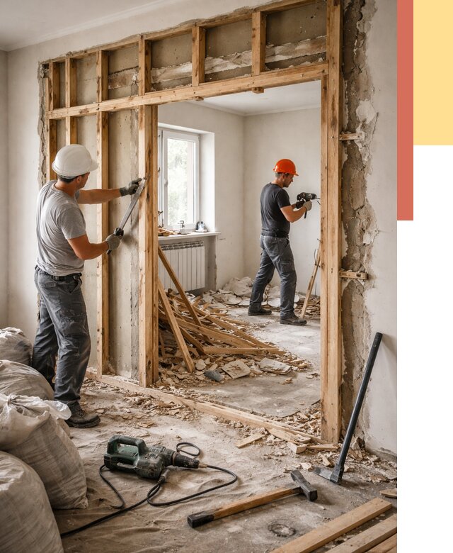 Демонтаж деревянных перегородок в Азнакаево от 3284 руб. — быстро и недорого | ОТДЕЛОЧНИК-Знк