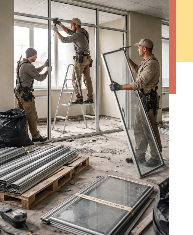 Демонтаж алюминиевых перегородок в Азнакаево от 4310 руб. — быстро и недорого | ОТДЕЛОЧНИК-Знк