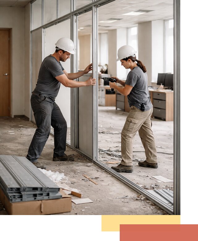 Демонтаж алюминиевых перегородок в Азнакаево быстро и аккуратно