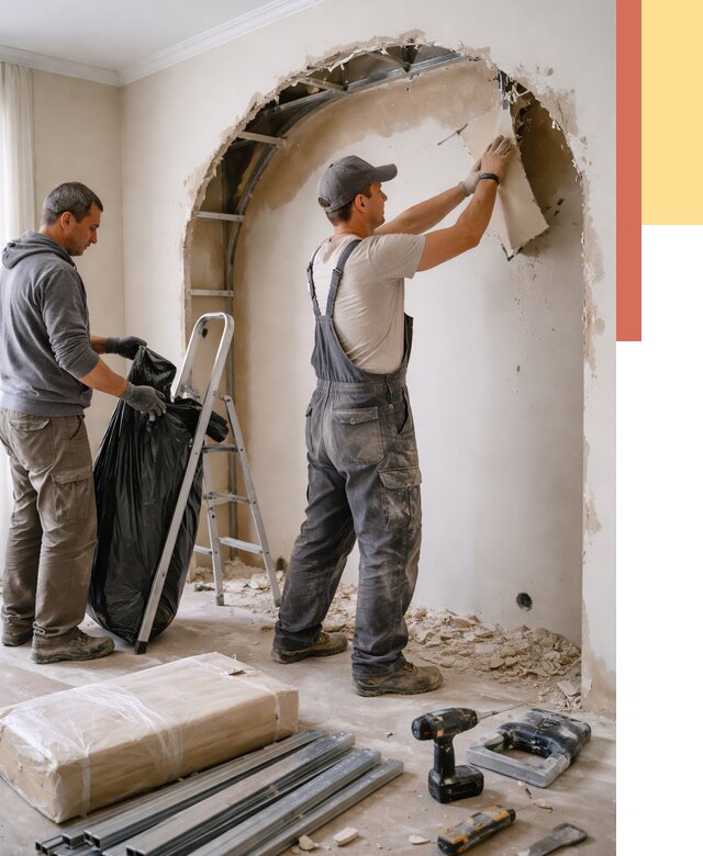 Демонтаж арки из гипсокартона в Азнакаево от 3592 руб. — услуги под ключ | ОТДЕЛОЧНИК-Знк