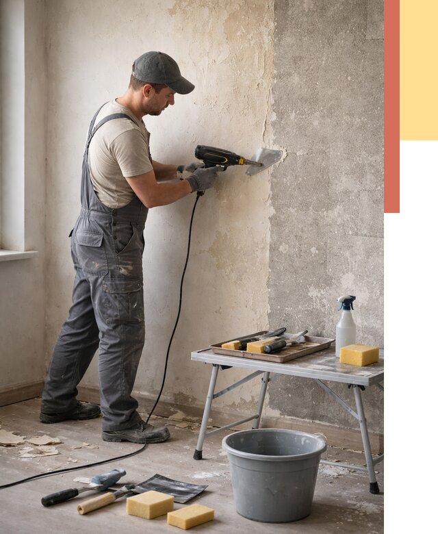 Очистка стен от клея в Азнакаево от 1898 руб. — снятие и удаление клея со стен | ОТДЕЛОЧНИК-Знк