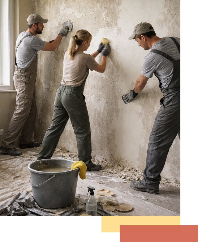 Очистка стен от клея и грунтовки в Азнакаево качественно и быстро