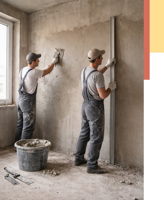 Штукатурка бетонных стен в Азнакаево от 4618 руб/м² — качественно и быстро | ОТДЕЛОЧНИК-Знк
