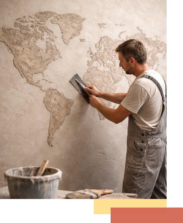 Декоративная штукатурка «Карта мира» под ключ в Азнакаево