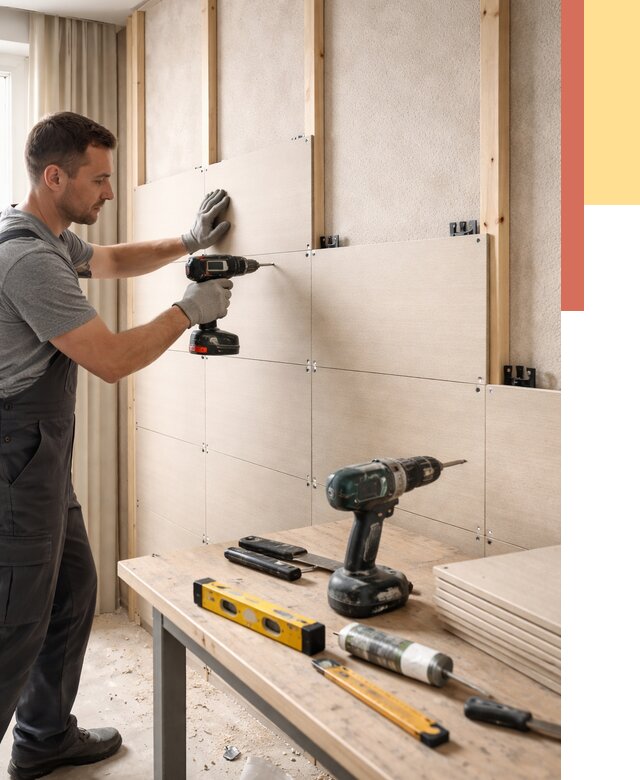 Монтаж МДФ панелей на стены в Азнакаево от 1283 руб. под ключ | ОТДЕЛОЧНИК-Знк