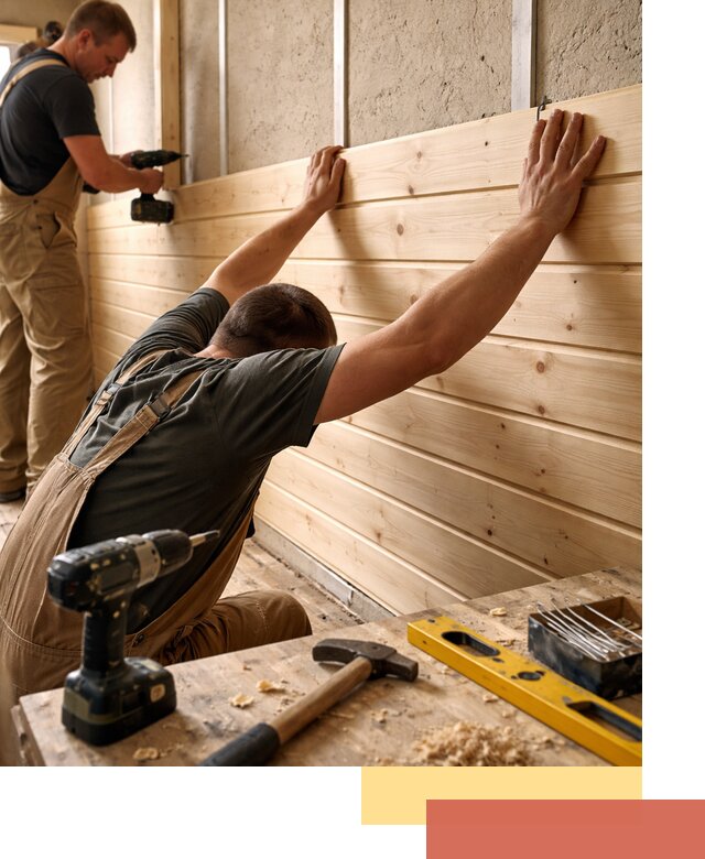 Монтаж деревянной вагонки на стены в Азнакаево быстро и качественно