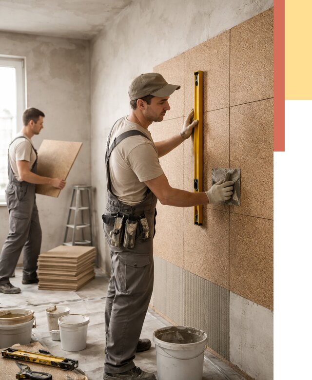 Монтаж пробковых панелей на стены в Азнакаево от 3592 руб. — ОТДЕЛОЧНИК-Знк