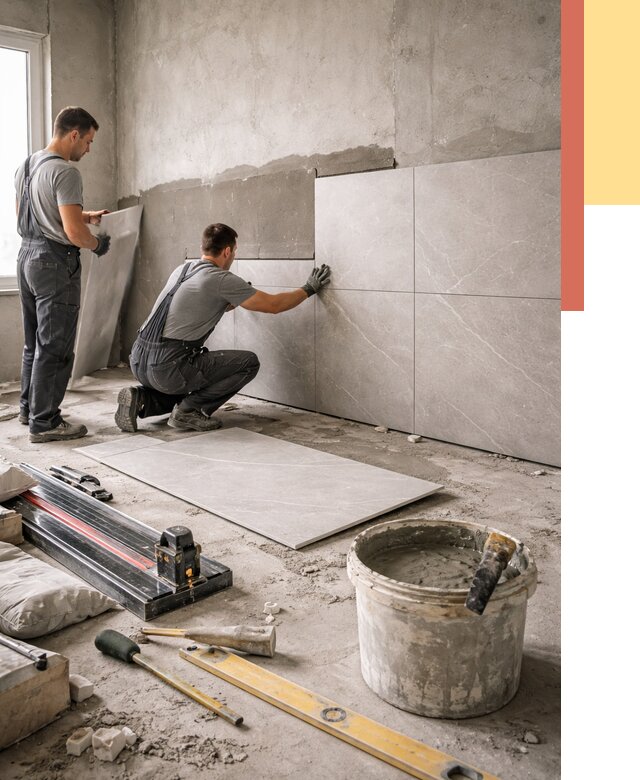 Облицовка стен керамогранитом в Азнакаево от 4310 руб./м² — услуги под ключ | ОТДЕЛОЧНИК-Знк