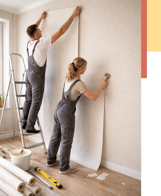 Поклейка флизелиновых обоев в Азнакаево от 6157 руб. | Быстро и недорого — ОТДЕЛОЧНИК-Знк