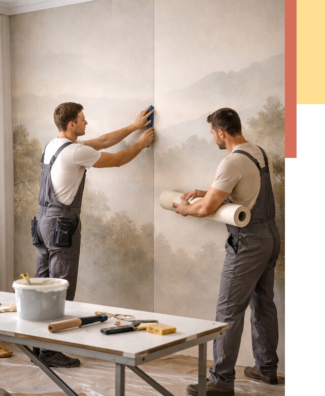 Поклейка фотообоев в Азнакаево от 8723 руб/м² — быстро и недорого | ОТДЕЛОЧНИК-Знк