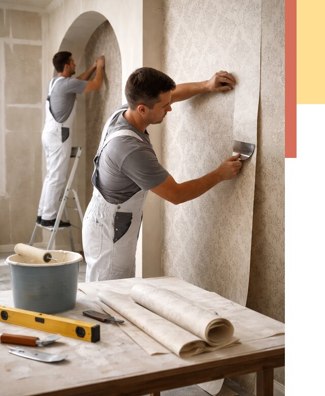 Поклейка обоев на сложные стены в Азнакаево от 2873 руб. под ключ | ОТДЕЛОЧНИК-Знк