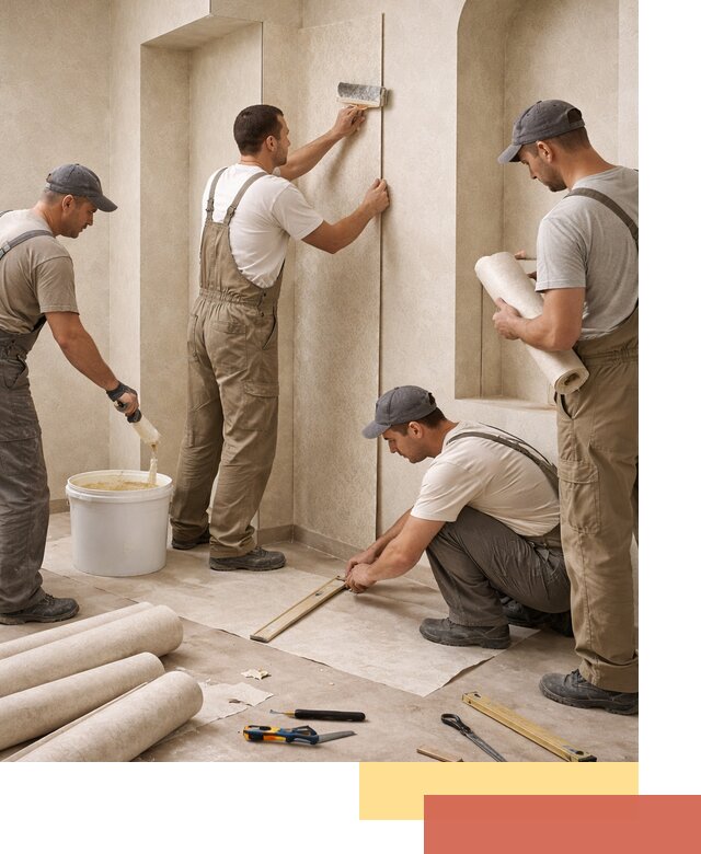 Поклейка обоев на сложные стены и неровные поверхности в Азнакаево