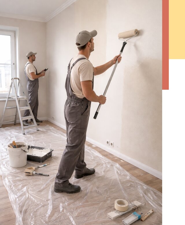 Покраска стен акриловой краской в Азнакаево от 3592 руб./м² — быстро и недорого | ОТДЕЛОЧНИК-Знк