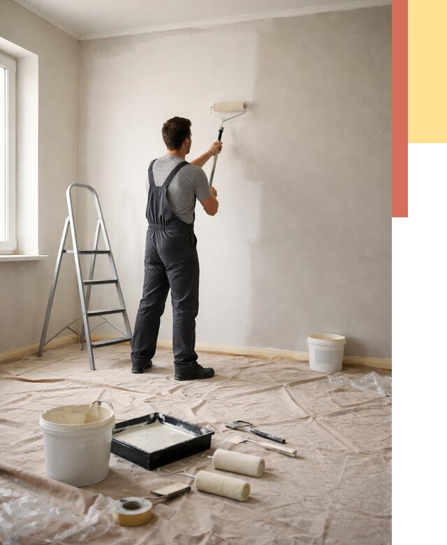 Покраска стен моющейся краской в Азнакаево от 359 руб./м² — быстро и недорого | ОТДЕЛОЧНИК-Знк