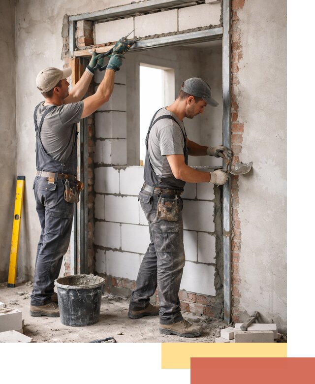 Закладка дверного проема под ключ в Азнакаево: демонтаж, монтаж, отделка