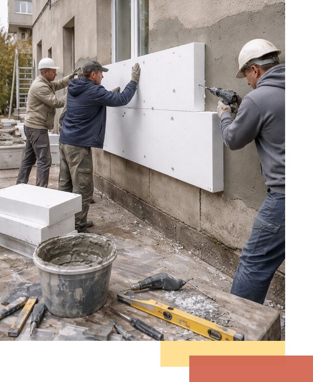Утепление наружных стен пенопластом в Азнакаево