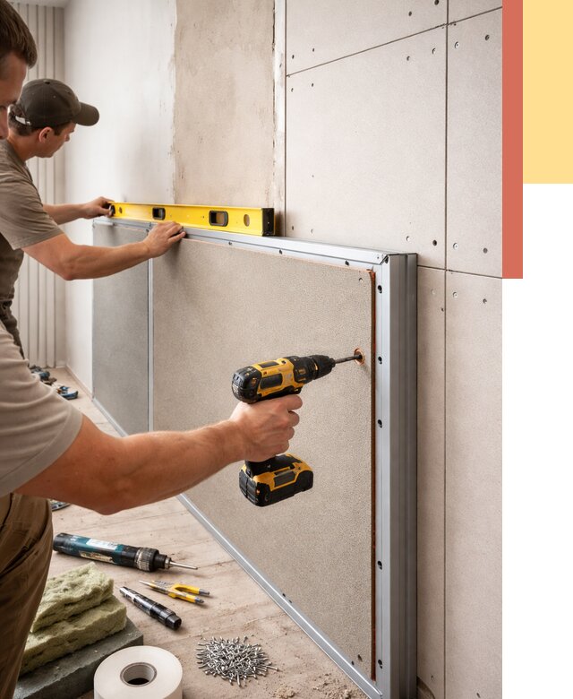 Шумоизоляция стен панелями ЗИПС в Азнакаево от 2258 руб./м² под ключ | ОТДЕЛОЧНИК-Знк