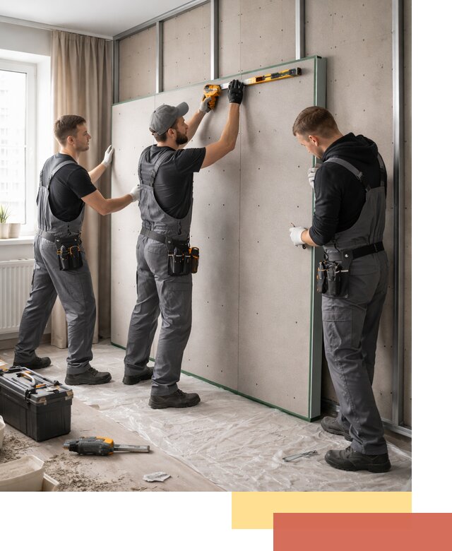 Шумоизоляция стен панелями ЗИПС в Азнакаево для жилых и коммерческих помещений