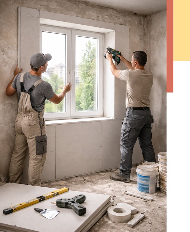 Монтаж откосов из гипсокартона в Азнакаево от 4618 руб. под ключ | ОТДЕЛОЧНИК-Знк