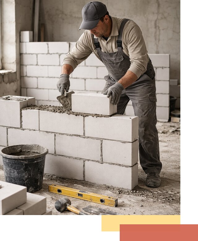 Кладка перегородок из силикатного блока в Азнакаево