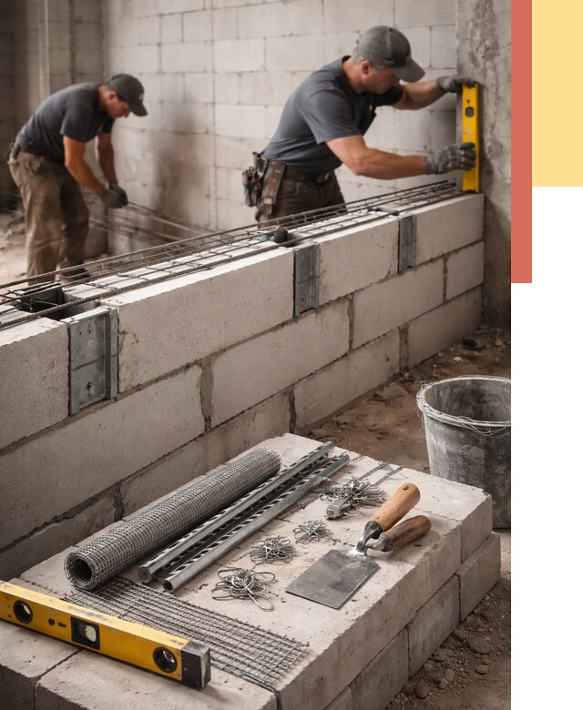 Армирование кладки перегородок в Азнакаево от 770 руб. под ключ | ОТДЕЛОЧНИК-Знк