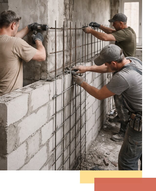 Армирование кладки перегородок в Азнакаево профессионально и надёжно