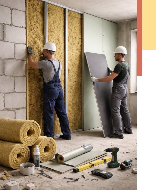 Шумоизоляция перегородок из блоков в Азнакаево от 1898 руб./м² — быстро и недорого | ОТДЕЛОЧНИК-Знк