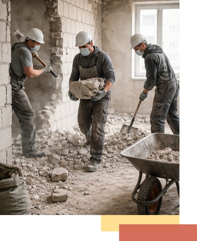 Демонтаж блочных перегородок в Азнакаево быстро и аккуратно