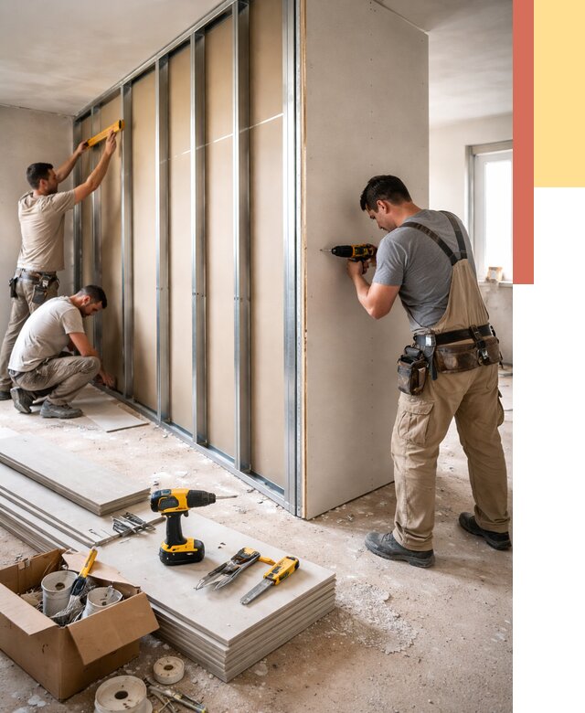 Монтаж однослойной перегородки из гипсокартона в Азнакаево от 667 руб. | ОТДЕЛОЧНИК-Знк