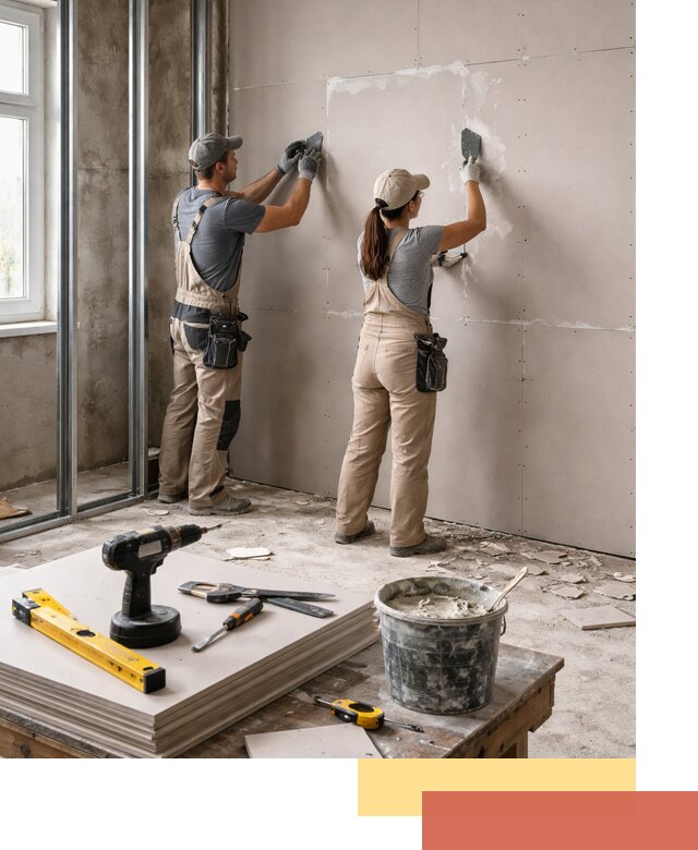 Монтаж двухслойной перегородки из гипсокартона в Азнакаево