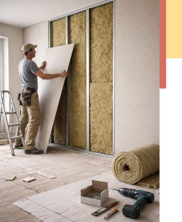 Перегородка из гипсокартона с шумоизоляцией в Азнакаево от 3202 руб. | ОТДЕЛОЧНИК-Знк