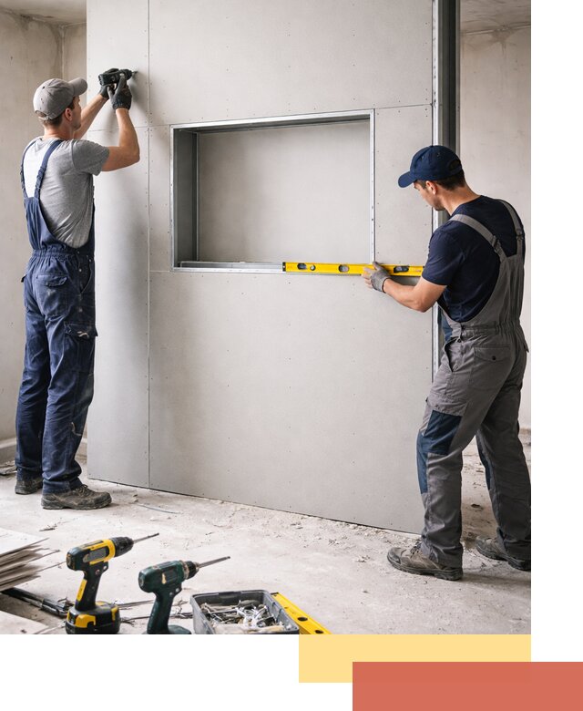 Перегородка из гипсокартона с нишей под декор в Азнакаево