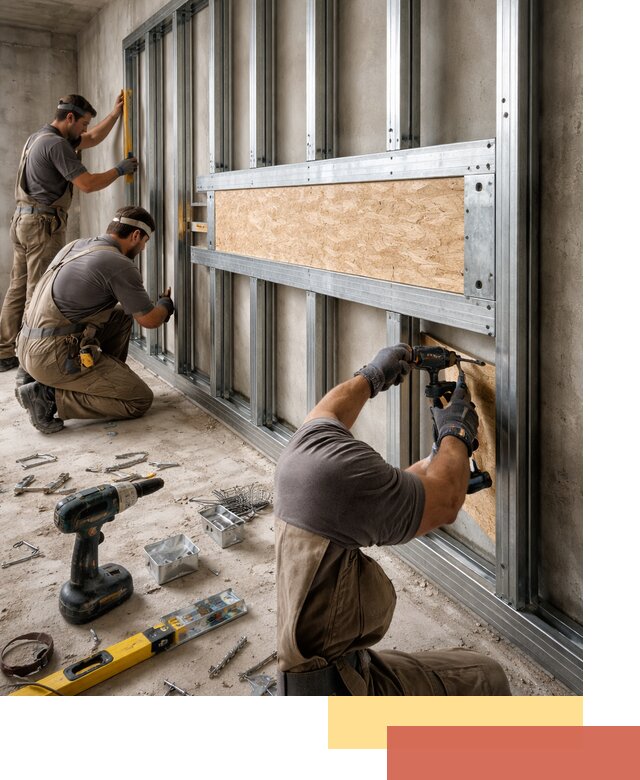 Усиленная перегородка для крепления тяжёлых конструкций в Азнакаево