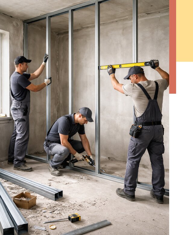 Монтаж каркаса перегородки из профиля в Азнакаево от 770 руб. | ОТДЕЛОЧНИК-Знк