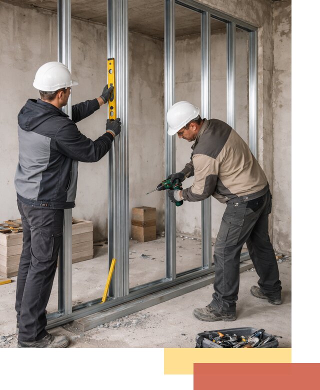 Монтаж каркаса перегородки из профиля в Азнакаево