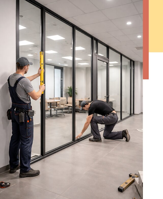 Каркасные стеклянные перегородки в Азнакаево под ключ от 9441 руб. | ОТДЕЛОЧНИК-Знк