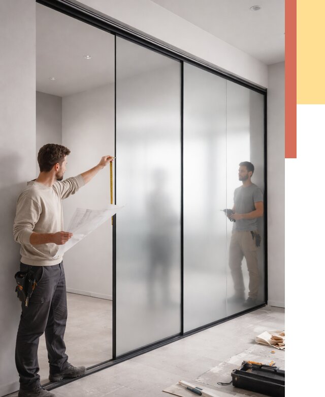 Матовые стеклянные перегородки в Азнакаево от 8723 руб. — монтаж и установка | ОТДЕЛОЧНИК-Знк