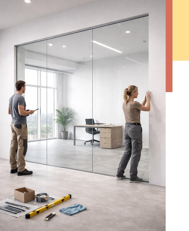 Перегородки из закаленного стекла в Азнакаево от 9749 руб. под ключ | ОТДЕЛОЧНИК-Знк