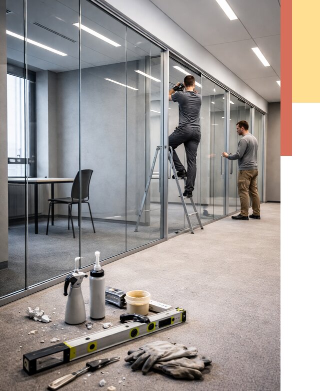 Стеклянные офисные перегородки в Азнакаево от 8723 руб. — монтаж и установка | ОТДЕЛОЧНИК-Знк