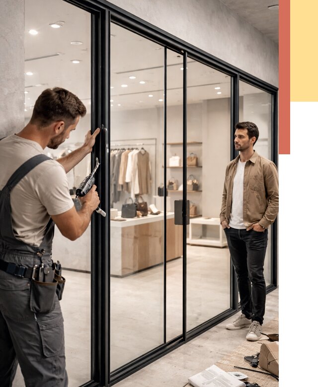 Стеклянные перегородки для магазинов в Азнакаево от 8415 руб. под ключ | ОТДЕЛОЧНИК-Знк