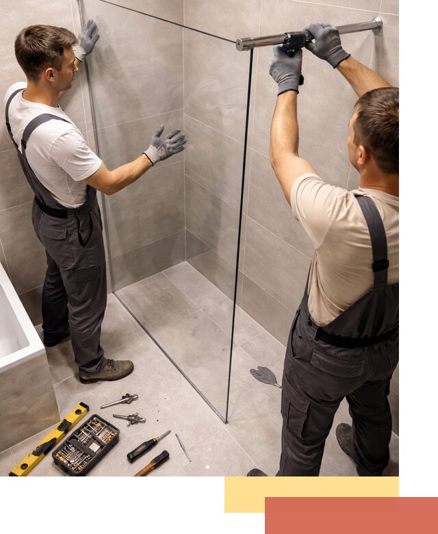 Стеклянные перегородки для душа в Азнакаево — изготовление и монтаж