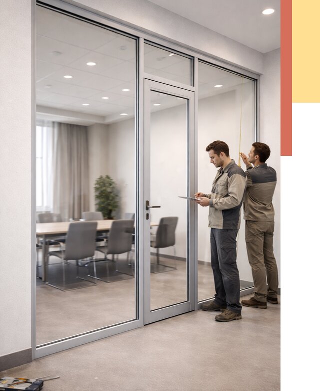 Установка и монтаж алюминиевых перегородок со стеклом в Азнакаево от 8415 руб. | ОТДЕЛОЧНИК-Знк