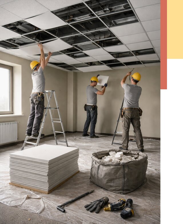 Демонтаж потолка Армстронг в Азнакаево от 4618 руб. быстро и недорого | ОТДЕЛОЧНИК-Знк