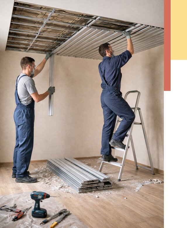 Демонтаж реечного потолка в Азнакаево от 4618 руб. быстро и недорого | ОТДЕЛОЧНИК-Знк